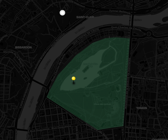 a map with a point on Croix-Rousse