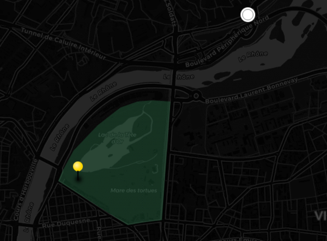 a map with a point on Caluire