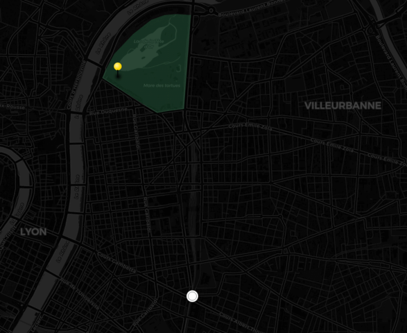 a map with a point on Manufacture des Tabacs