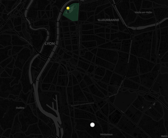 a map with a point on Vénissieux's spot