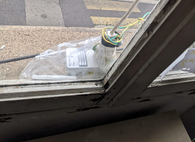 A WiFi Access Point in a cooking bag, on the edge of a window