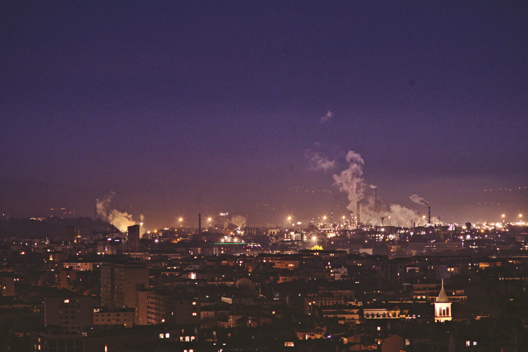 an industrial complex far away